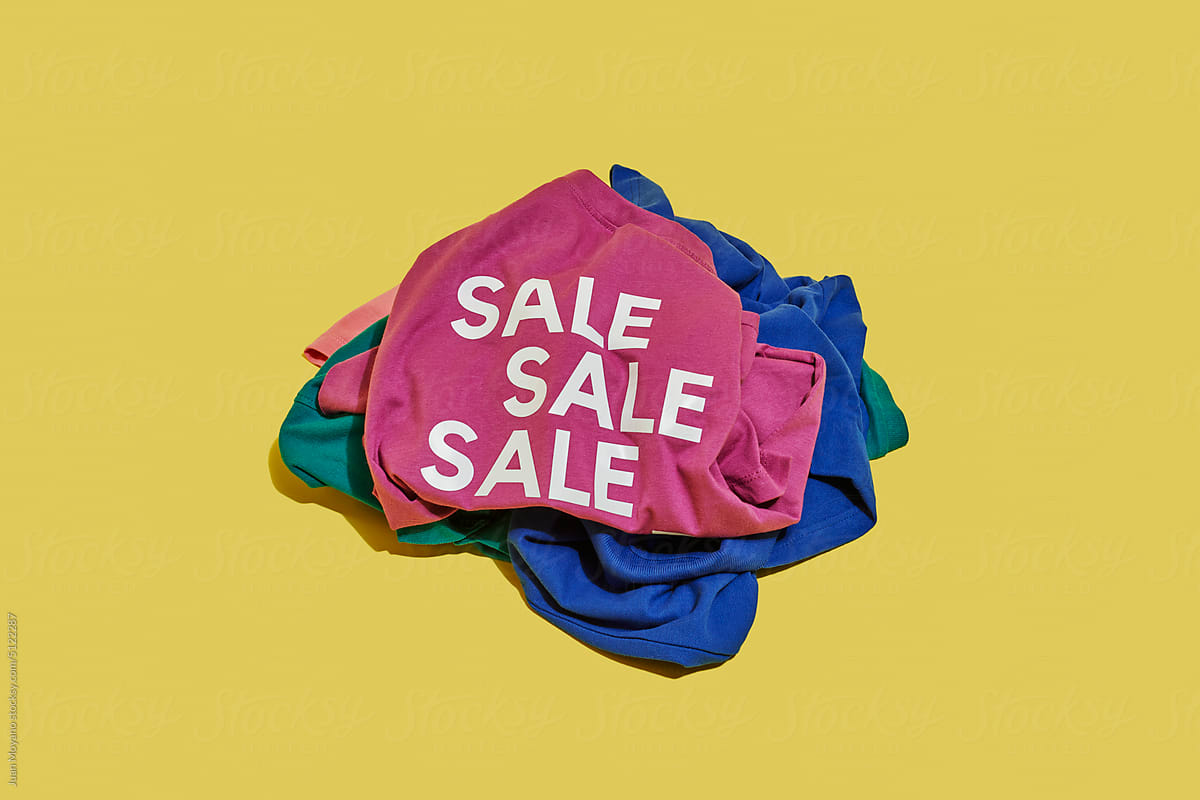 word sale on a pink t-shirt