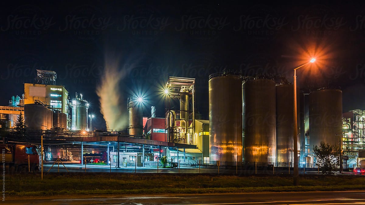 Industrial plant at night