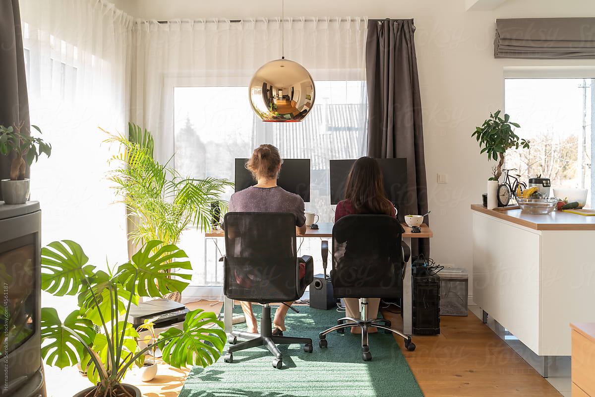 Couple Working From Stylish Home