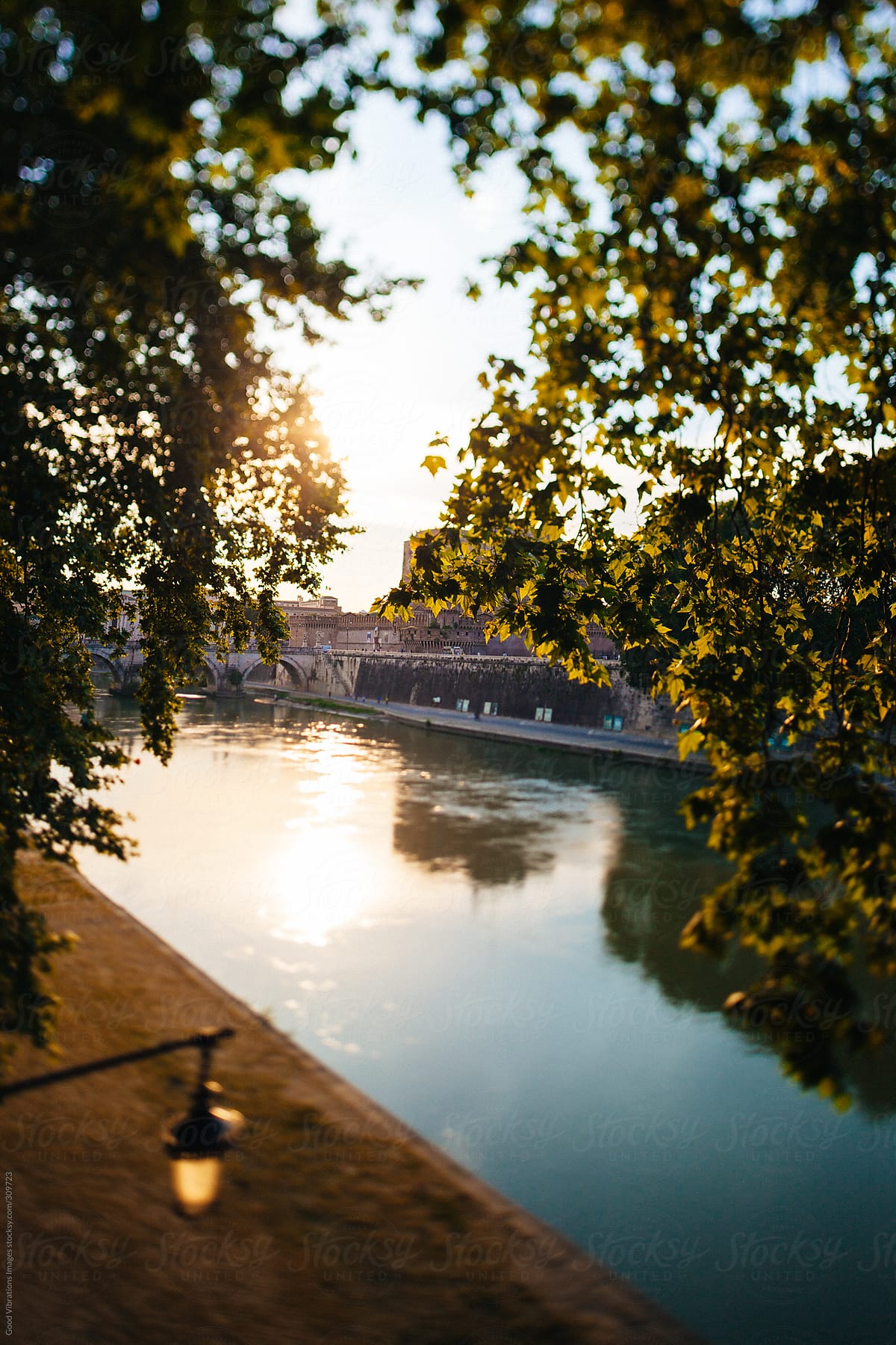 Tiber River at Sunset in Rome