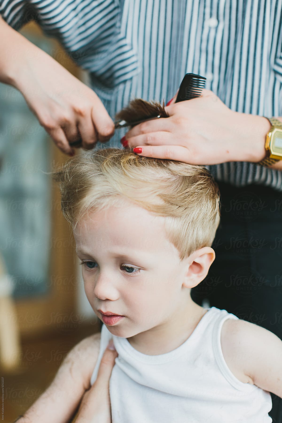 Handsome Little Blond Boy With His New Haircut By Amir Kaljikovic