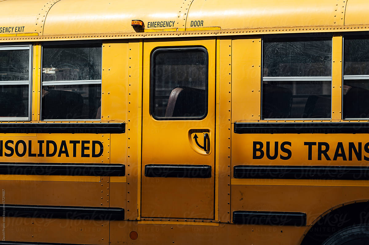 Yellow school bus detail in Manhattan