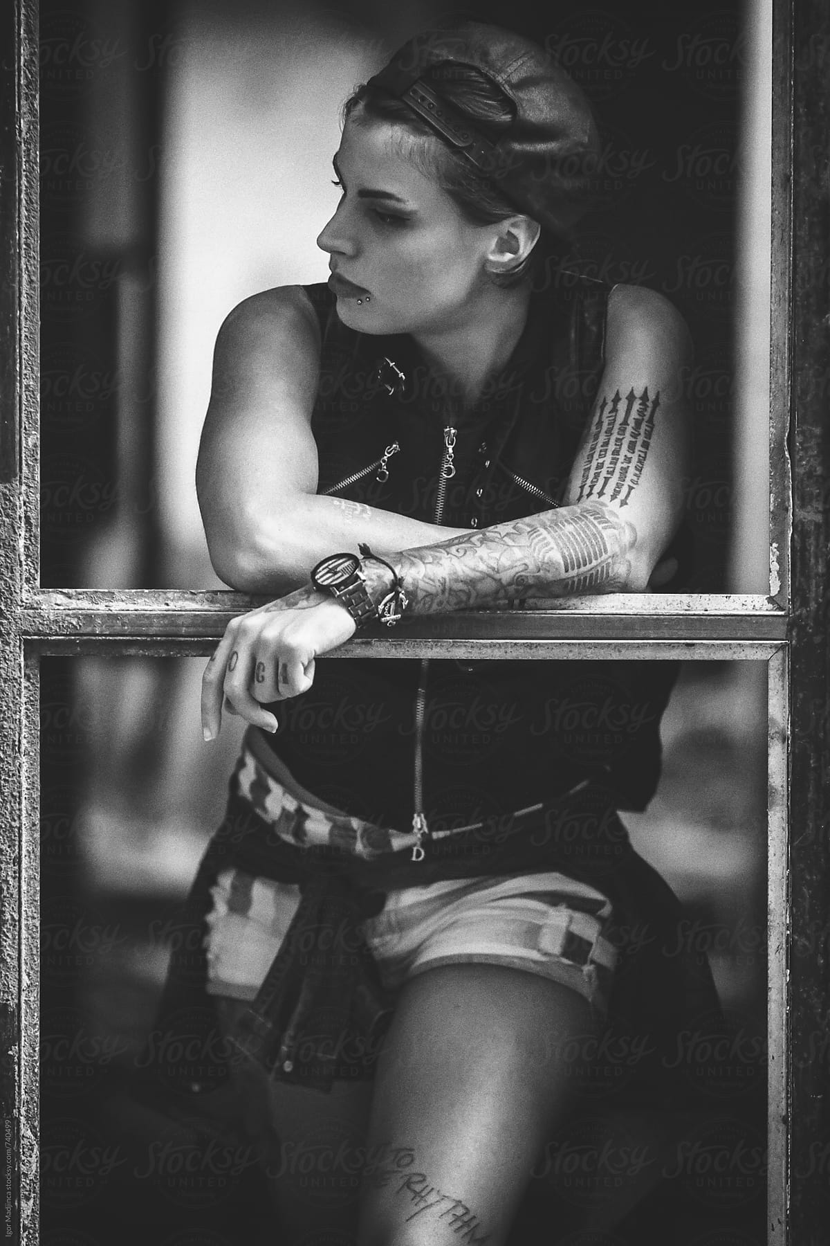 tattooed urban girls portrait , style, attitude