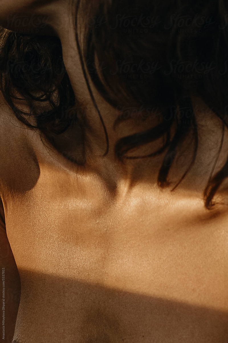 Close up photo of the skin texture of woman\'s  body