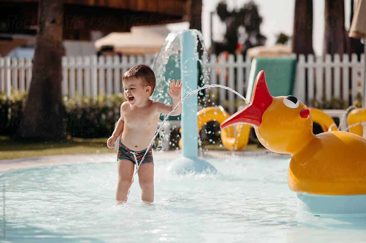 Cute toddler in pool