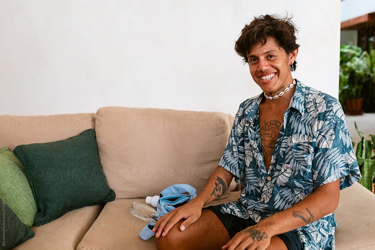 Smiling Latin Man at Beach Hotel
