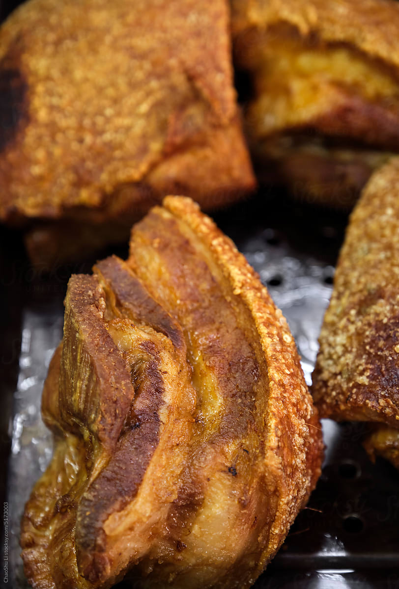 Closeup of fresh fried pork