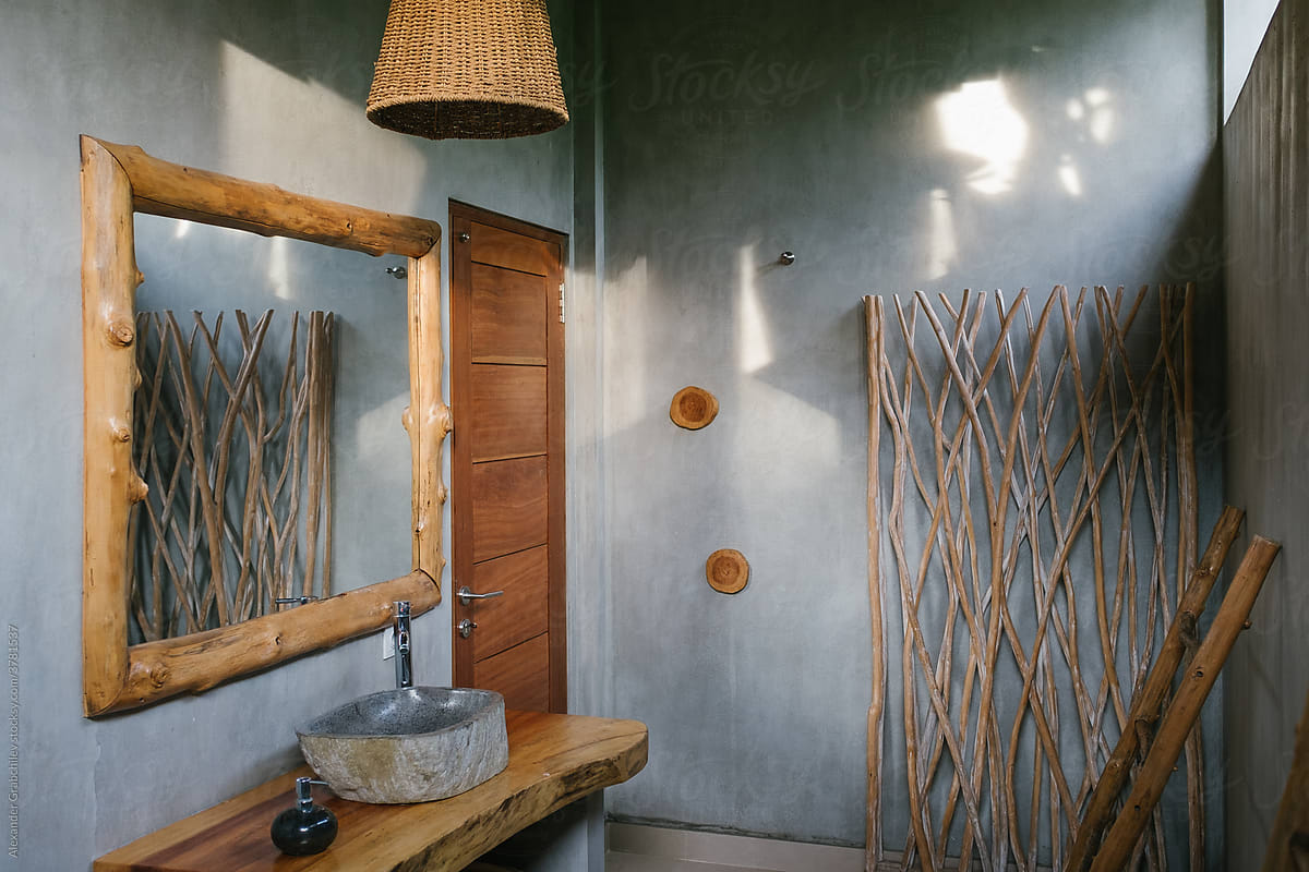 Rustic Wood Floor Bathroom
