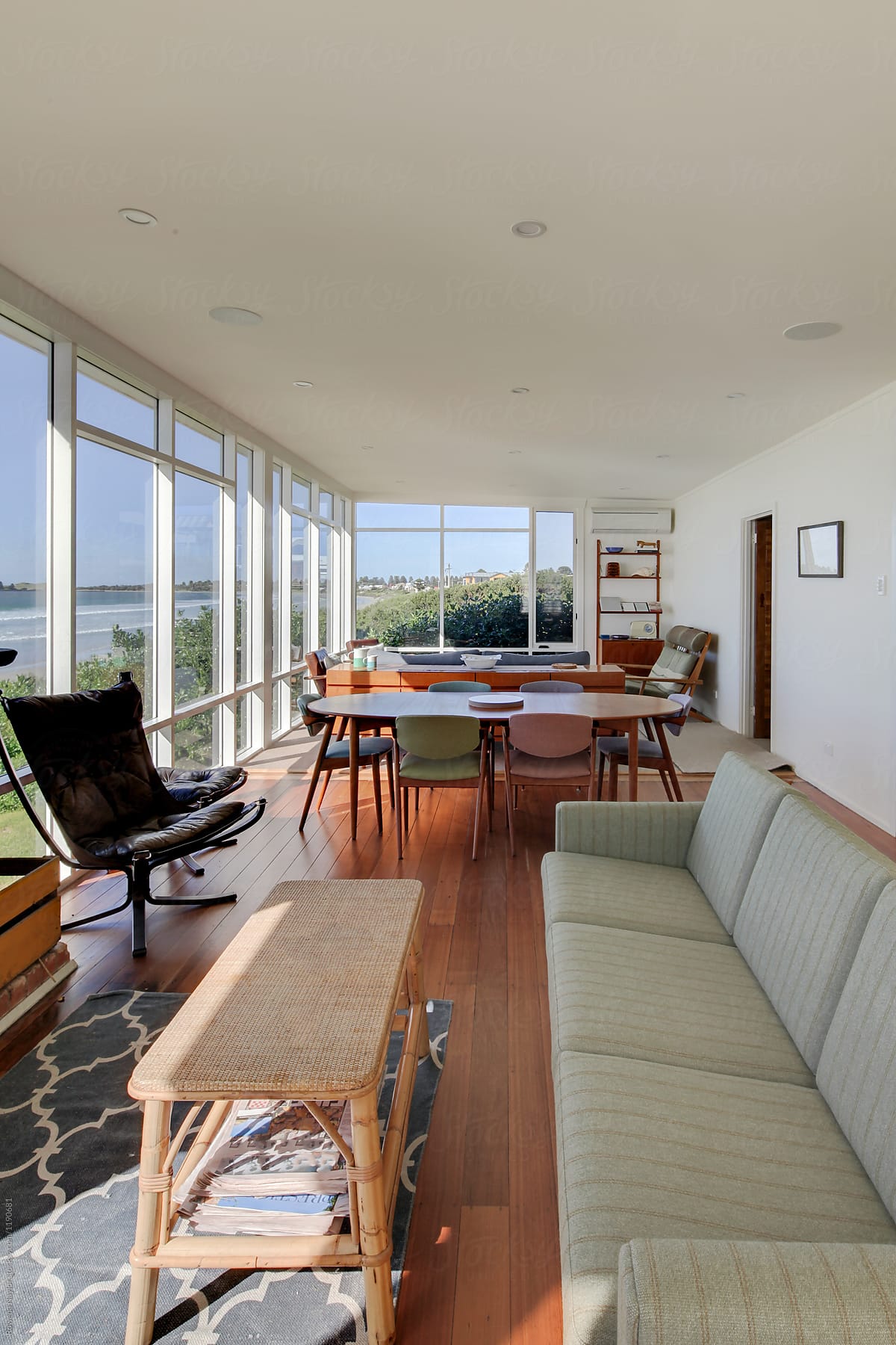 Styled beach house with mid-century furniture