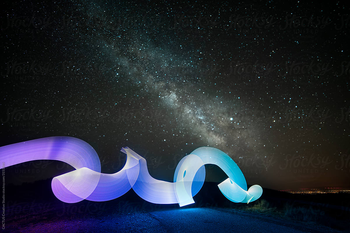Light painting with milky way