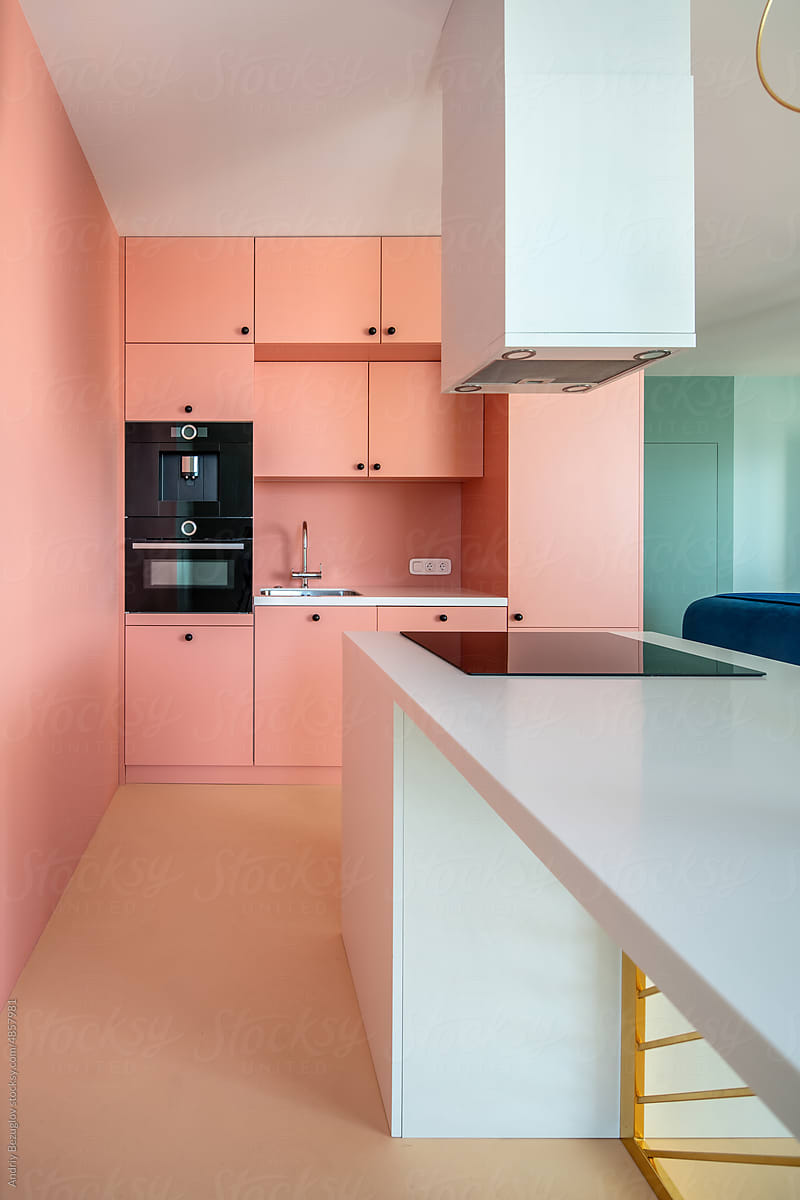 Beautiful and spacious blue pink kitchen