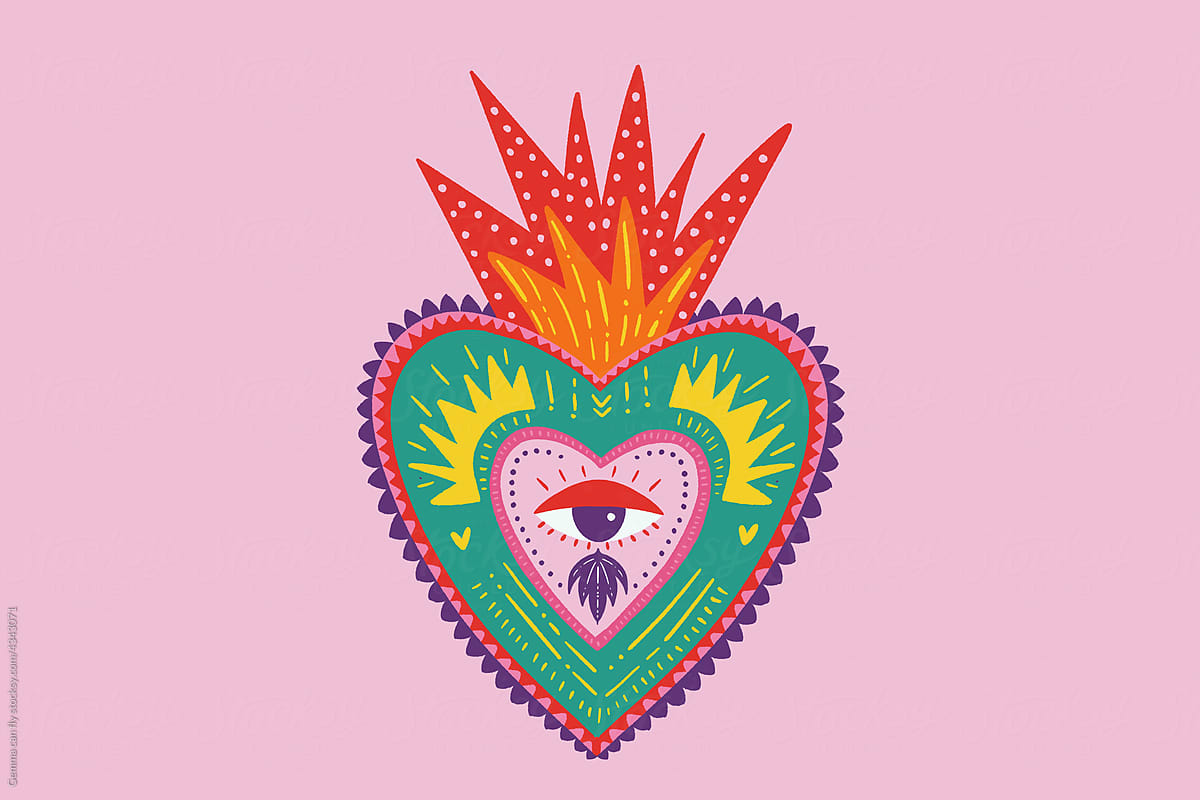 Sacred heart, love illustration