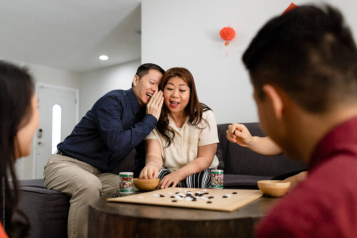 Chinese Family Plays a Game During Chinese New Year