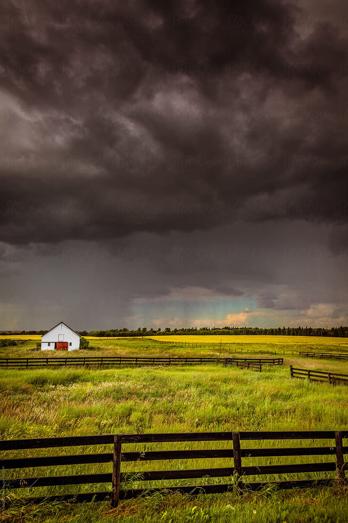 deserted barn and thunderstorms