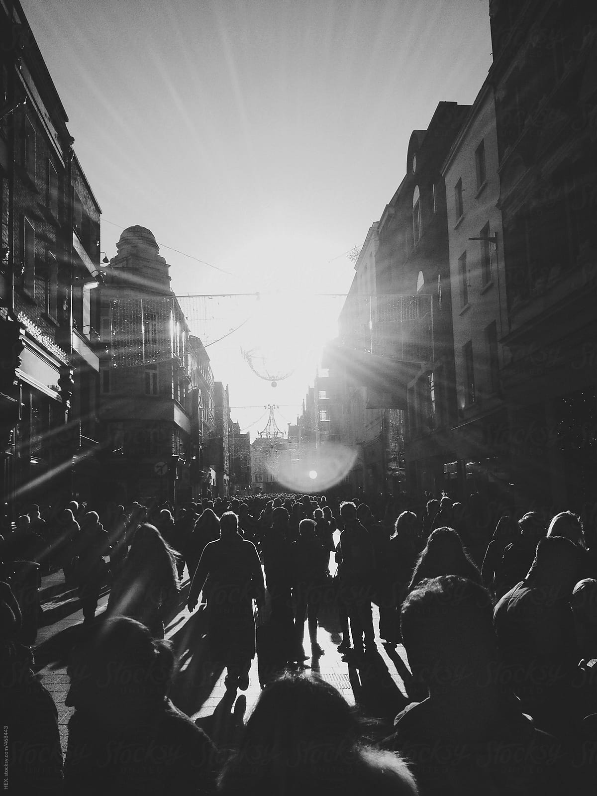 Street Crowded of People During a Sunny Day