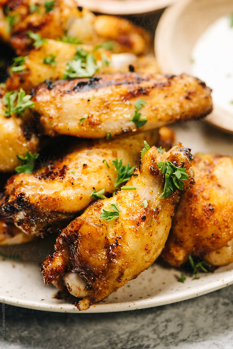 Grilled Chicken Wings Closeup