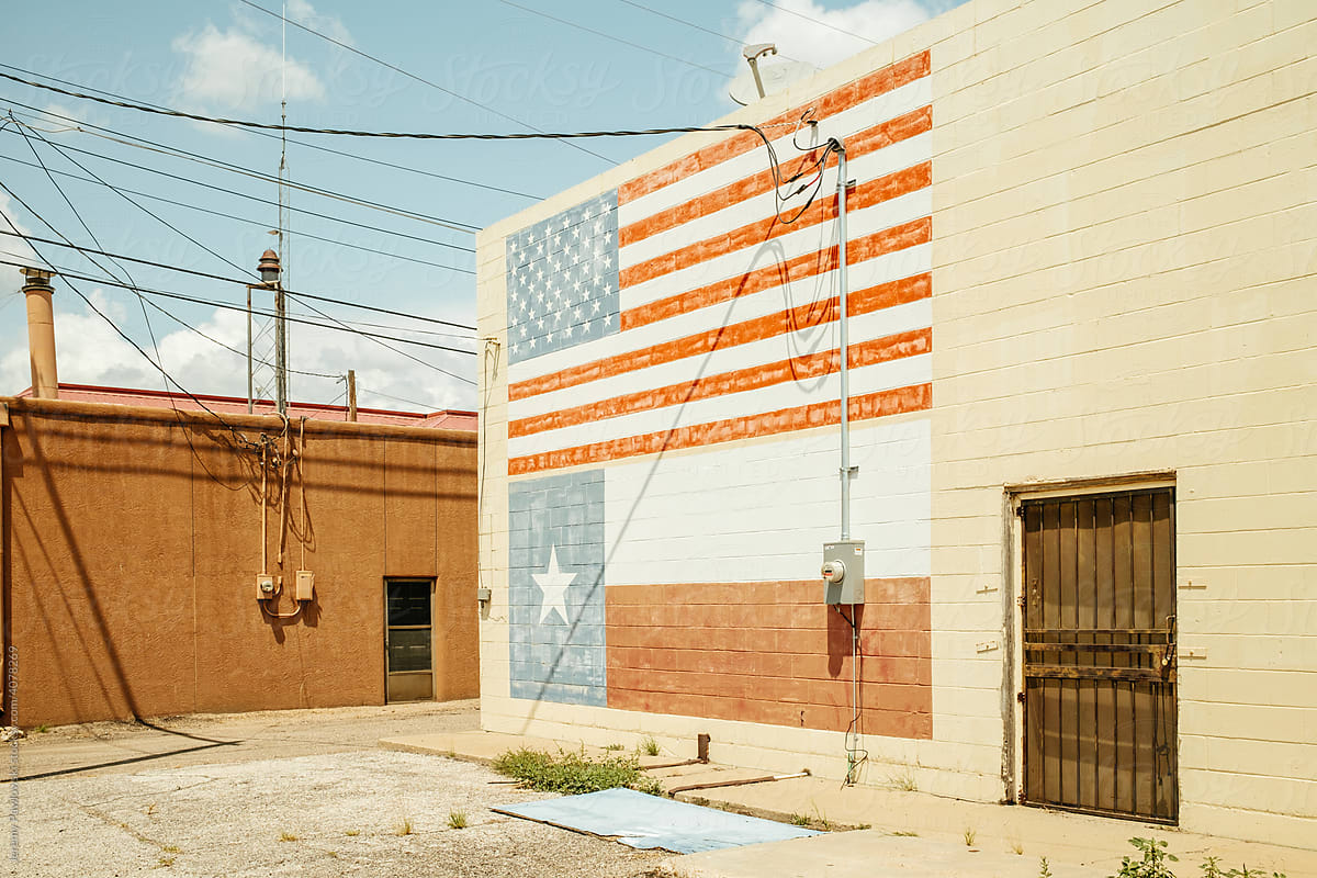Grungy American and Texas Flag