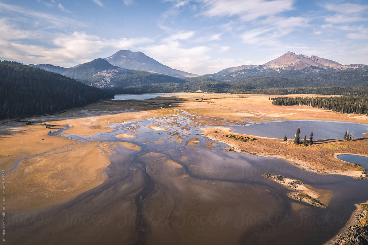 Aerial view on Sparks Lake in Oregon