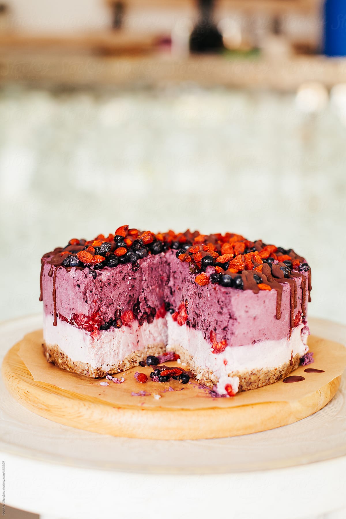 Purple raw vegetarian cake