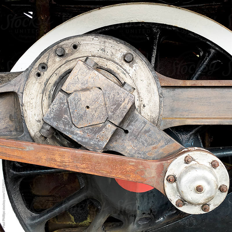 Detail of an old steam train wheel