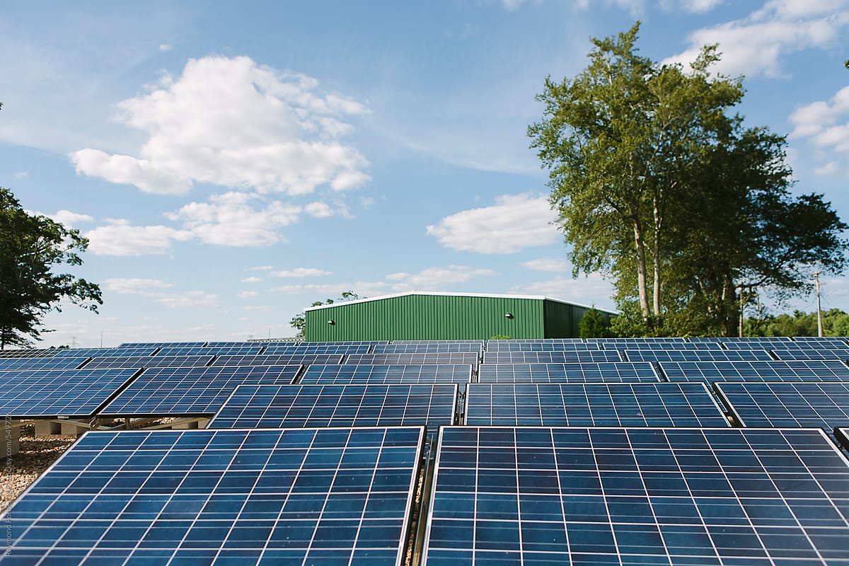 Industrial Solar Panel Array at farm