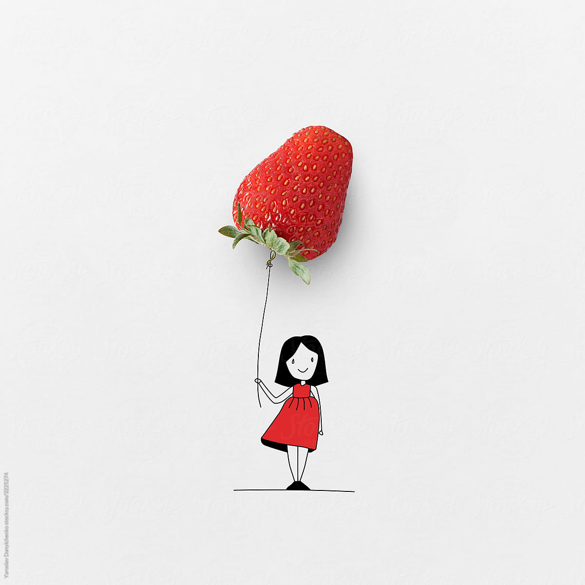 Girl with natural strawberry balloon.