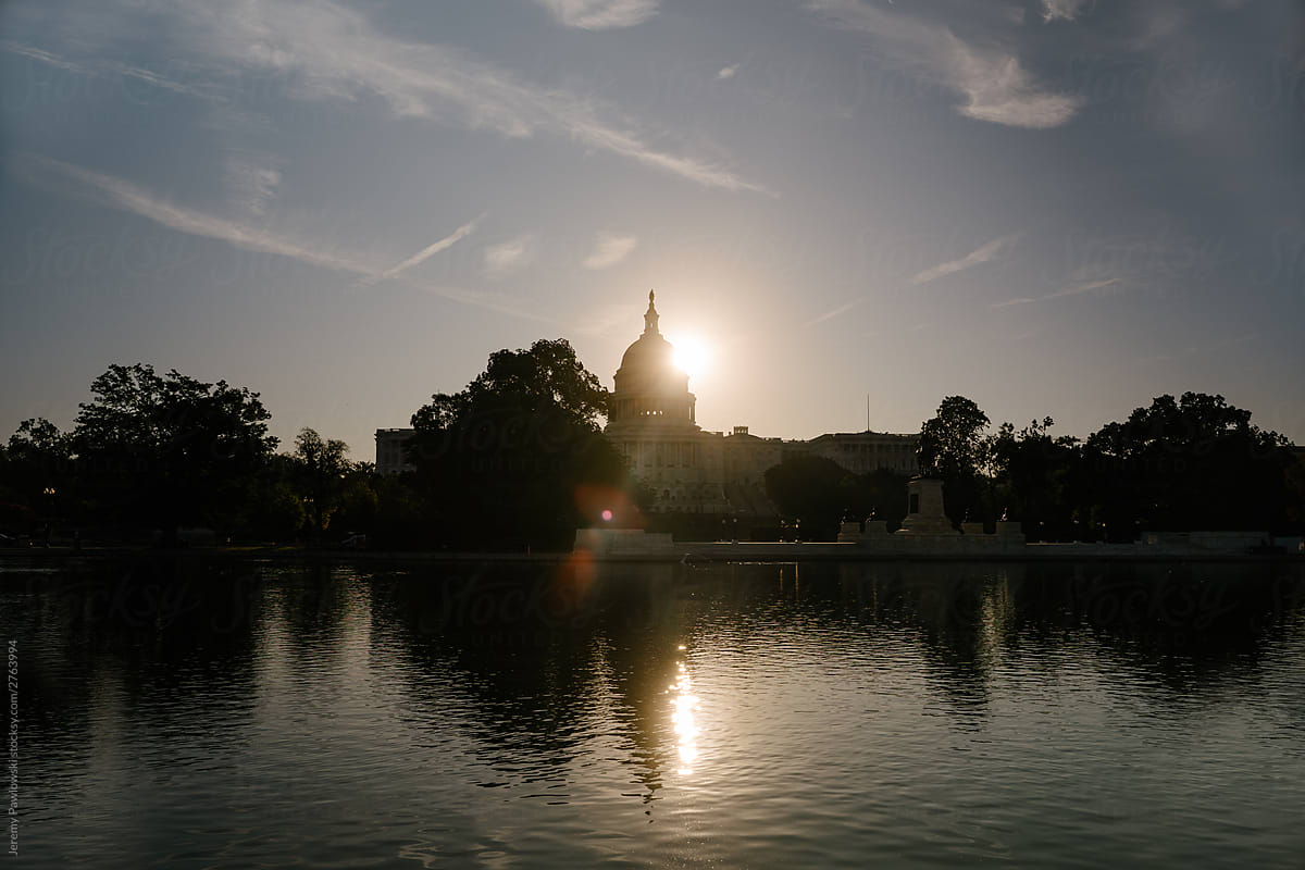 Sun Rise Behind United States Capitol