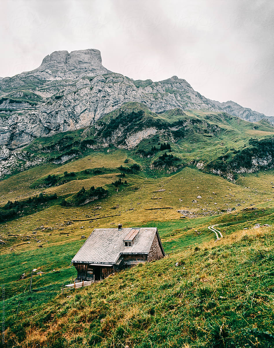 Farmhouse on Swiss Alp in Midsummer Shot on Film