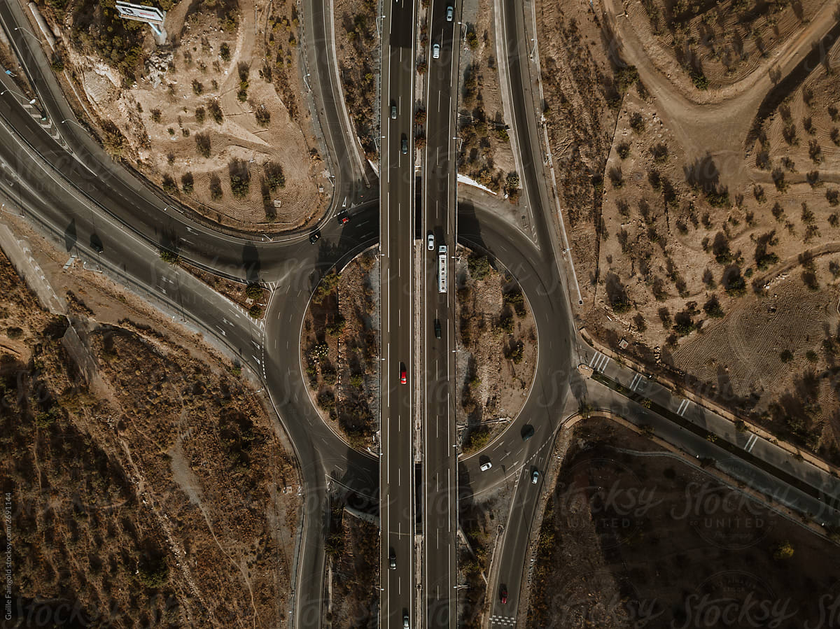 Road junction from drone.