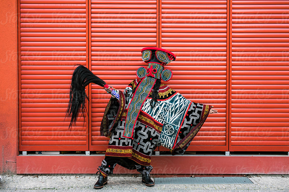 Extravagant African man posing on the red