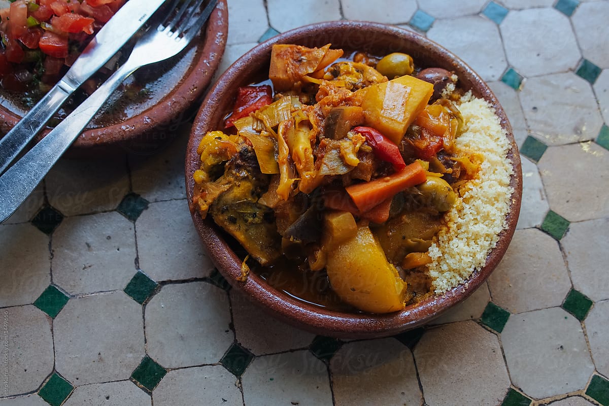 Moroccan meal served in cafe