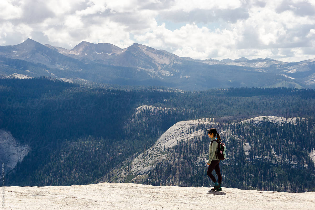 Tourist on top of Half Dome, Yosemite