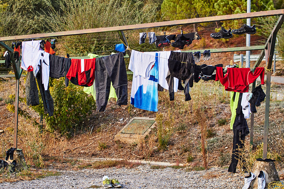 Cycling apparel Cyclist Bike Packing clothing drying after rain