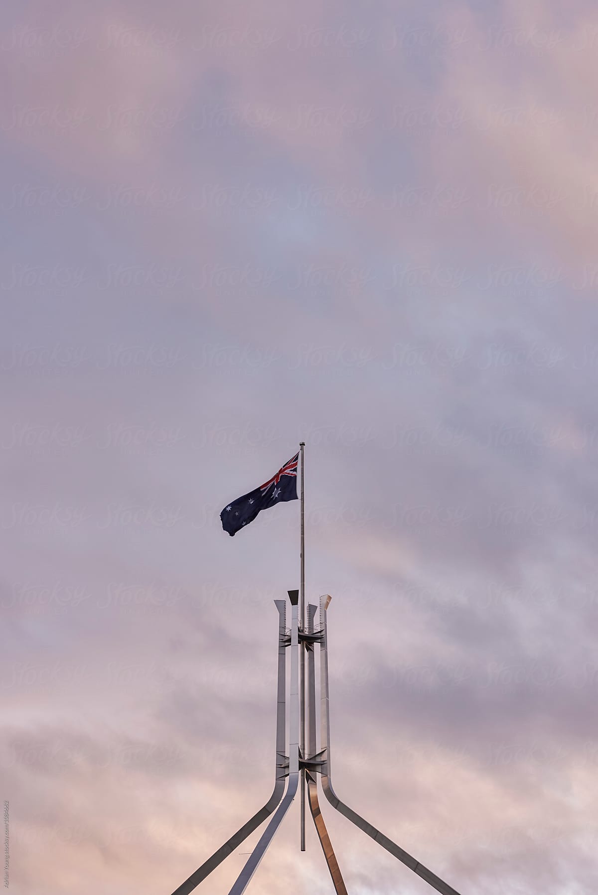 Australian Flag Above Parliament House, Canberra