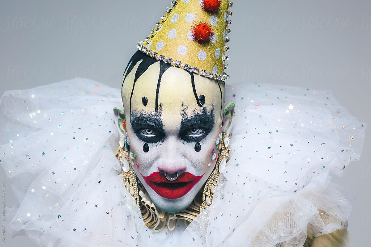 Bizarre Party Clown Portrait By Stocksy Contributor Victor Torres