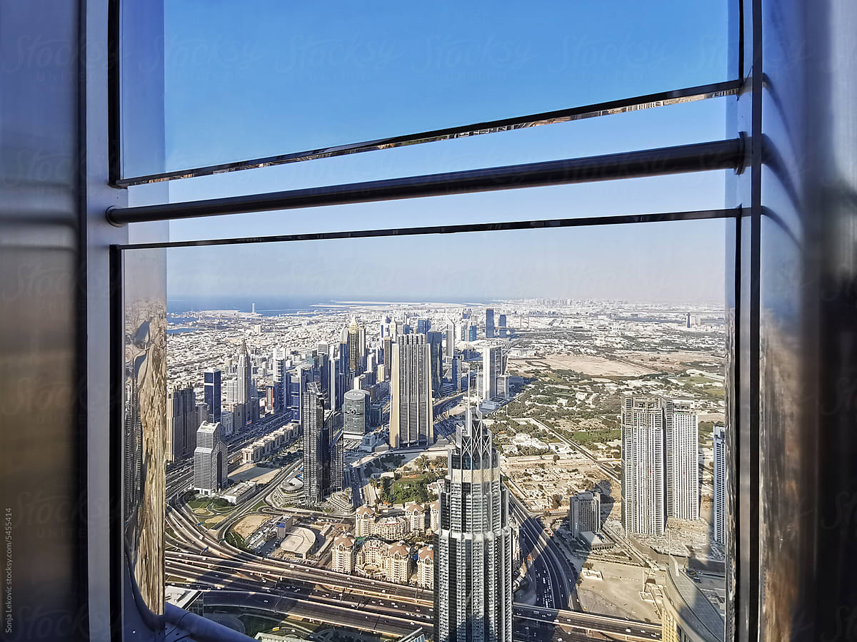 Window view of Dubai from above