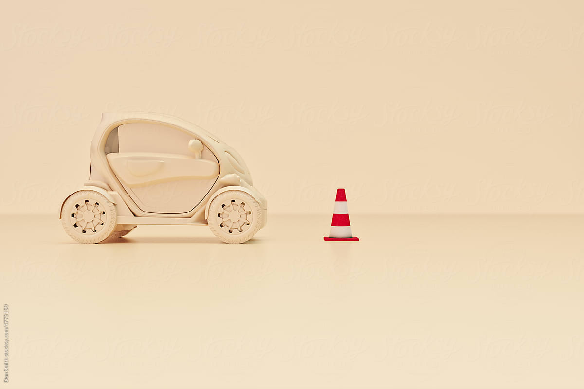 Traffic cones: futuristic car