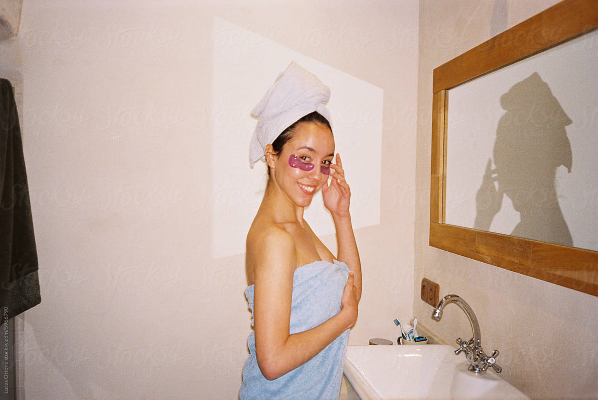 Film picture of woman out of the shower