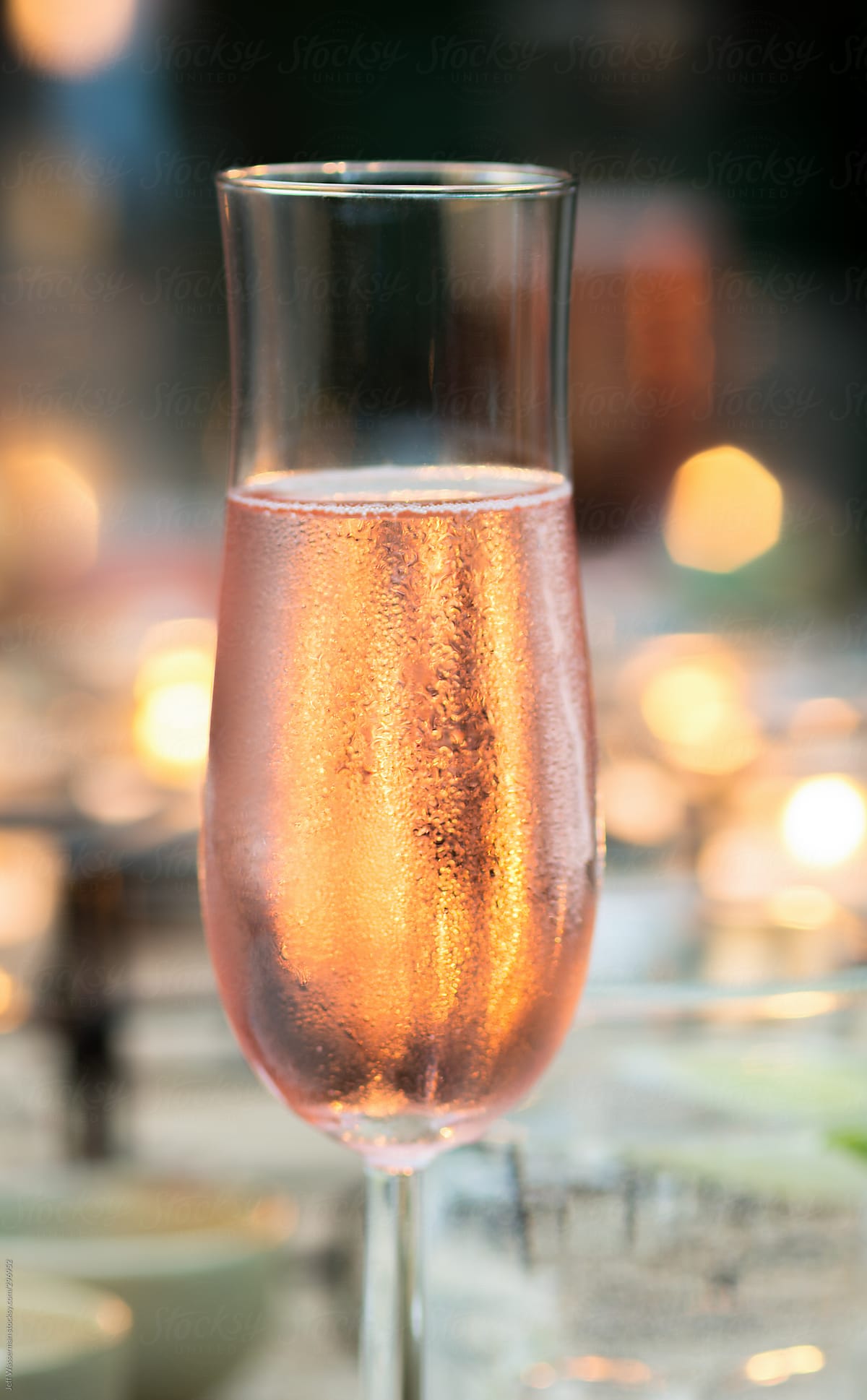 Sparkling Rose Wine at Patio Dinner Party