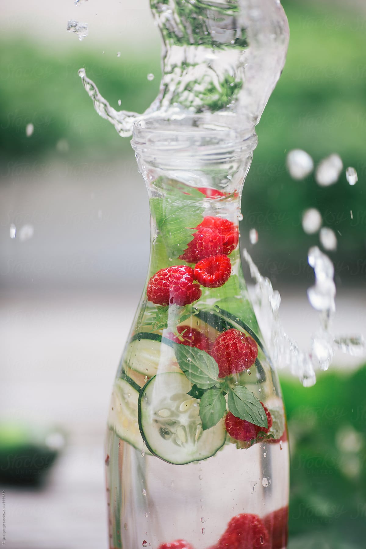 Raspberry, cucumber and mint vitamin water