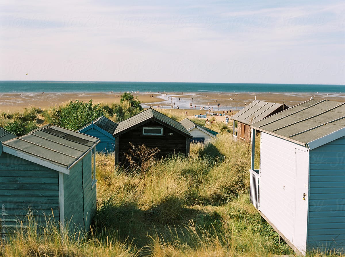 Beach huts with view of the beach, Hunstanton, Norfolk