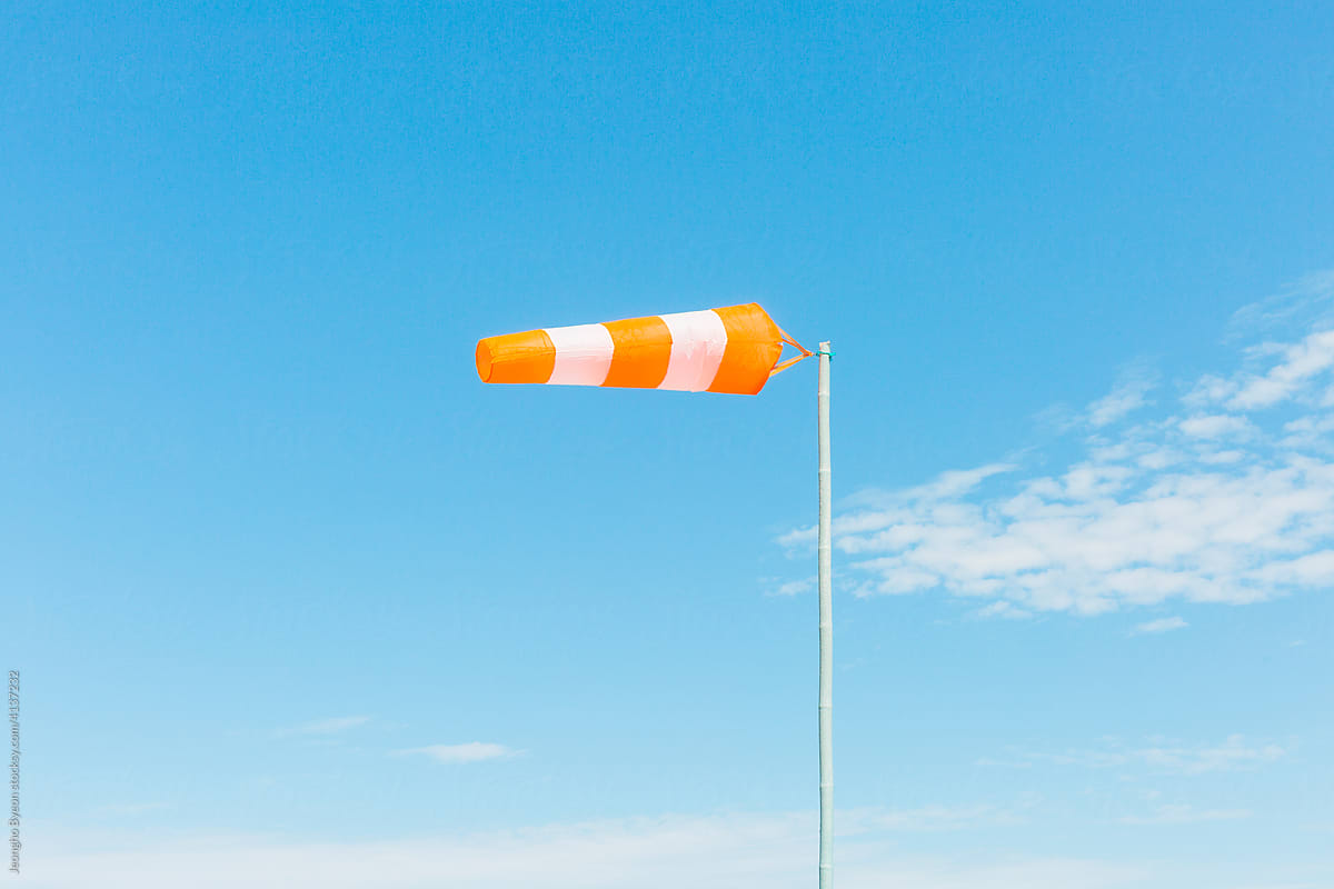 Orange wind direction flag.