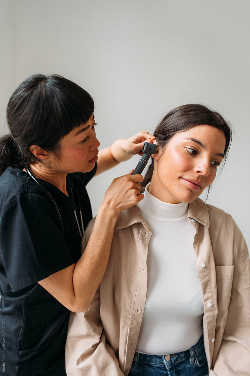 Young Woman on Ear Examination