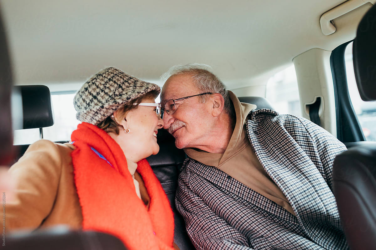 Senior Love Couple in Car