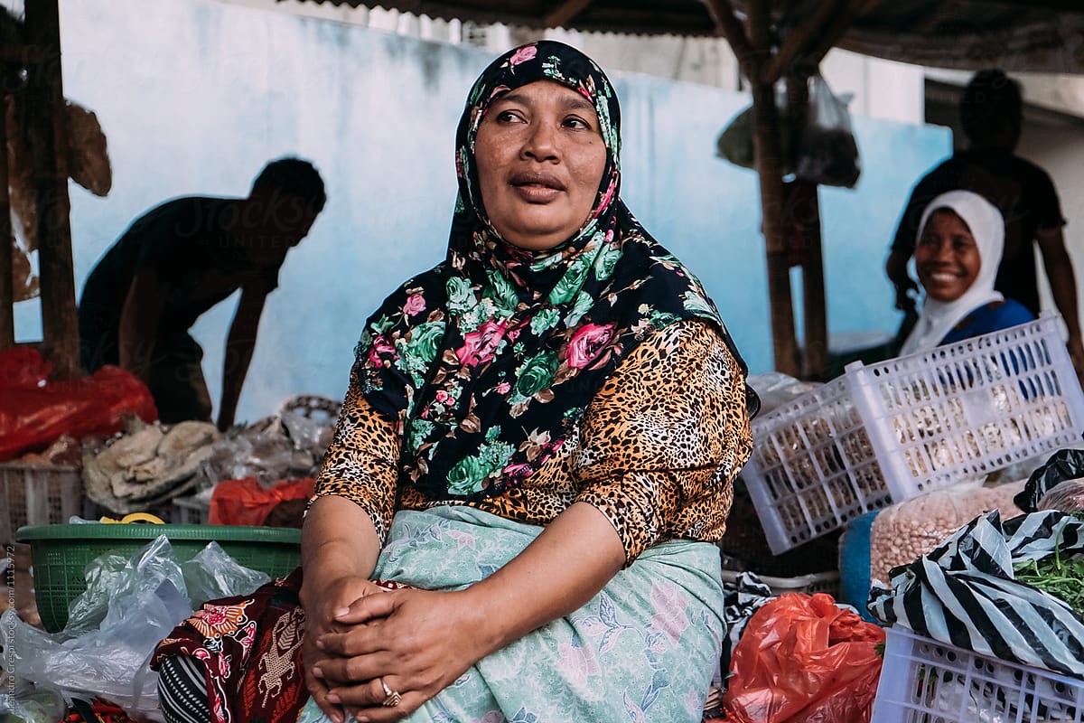 Indonesian woman in a street market