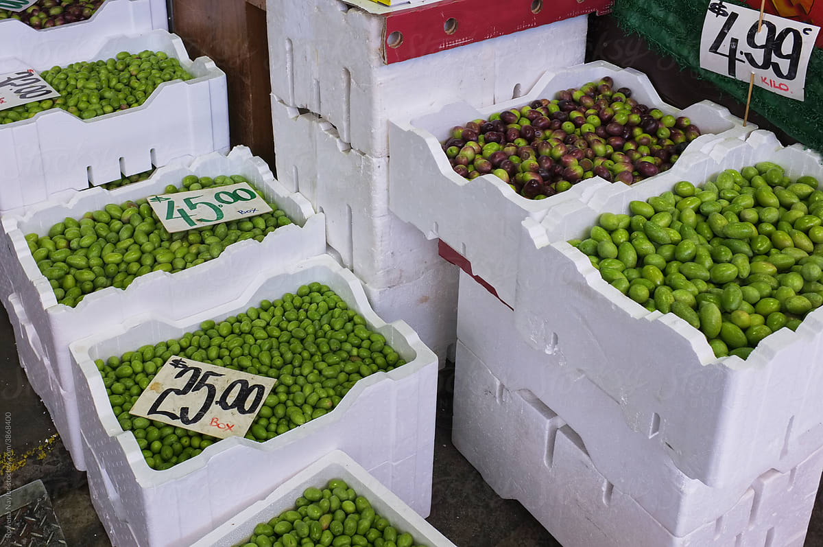 Fresh olives for sale at market