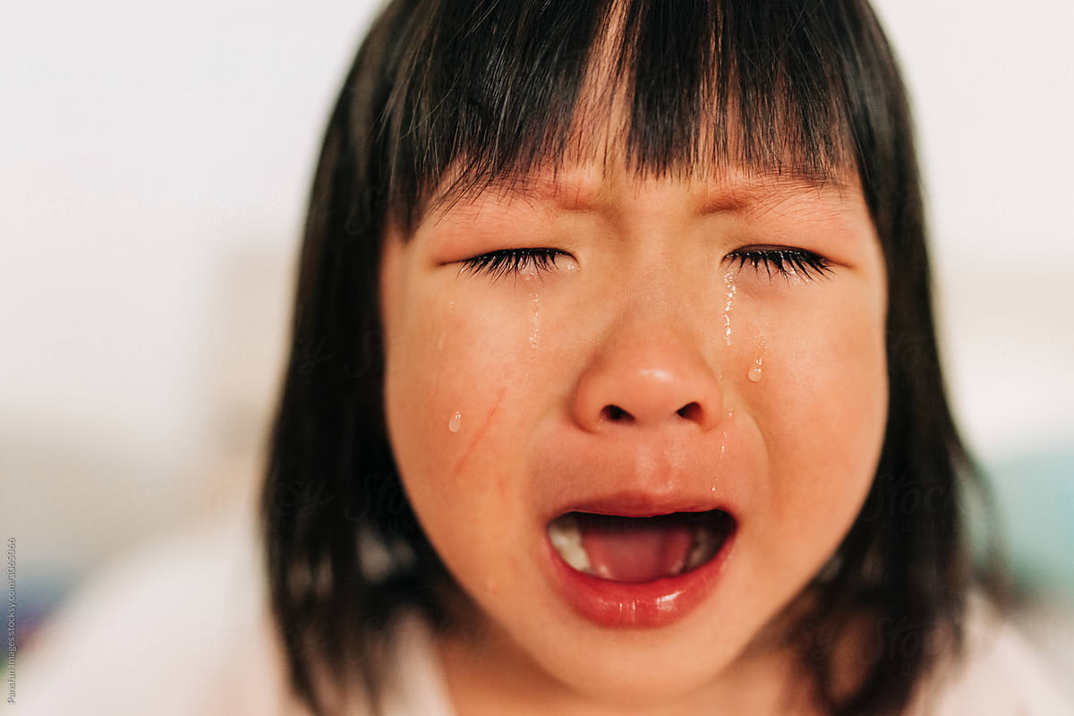 small girl crying