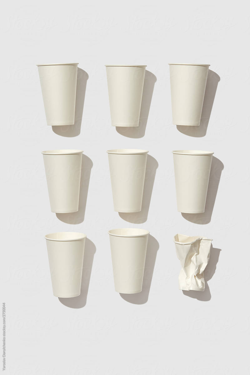 Paper cups mockup pattern.