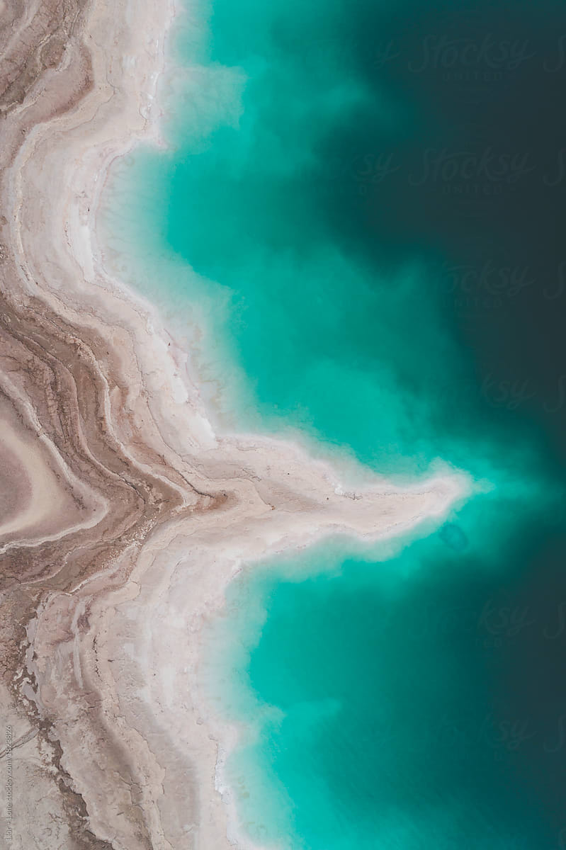 Aerial view of salt formation in the dead sea. Israel