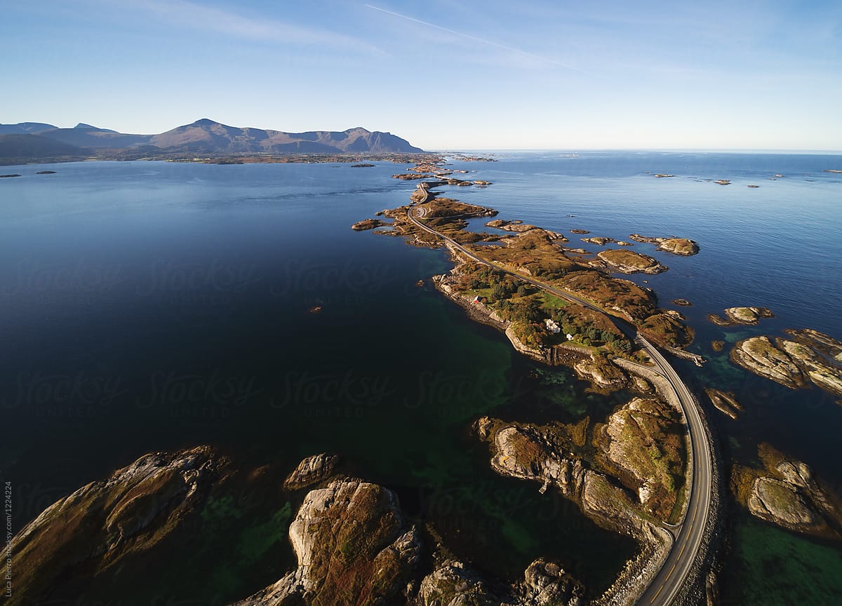 Aerial view of the Atlantic Ocean Road, Norway